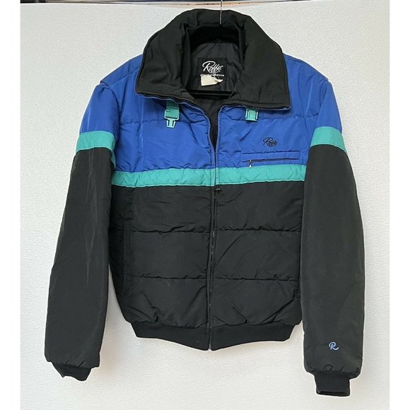 Vintage Roffe Mens Clint Jacket Size Large Blue  Green Black Made In USA - Picture 1 of 7